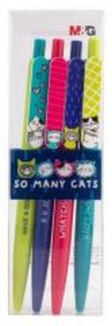 Długopis automat 0.7mm So Many Cats nieb 4szt M&G;