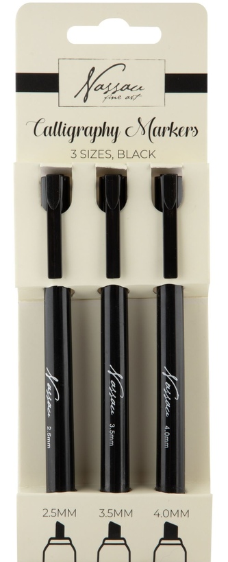 Kaligrafické fixy se zkoseným hrotem – set 3 velikostí