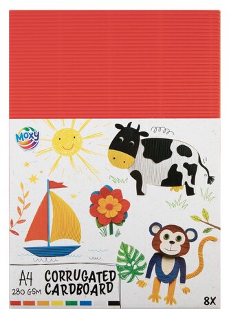 Barevný papír vlnitý, A4, 280 gsm,  8 listů