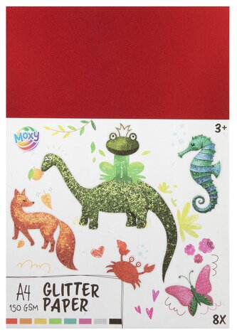 Glitrový papír A4, 150 gms, 8 listů
