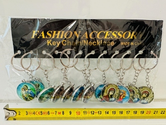 BRELOK METALOWY Z WIZERUNKAMI ŚWIĘTYCH 12SZT 01304