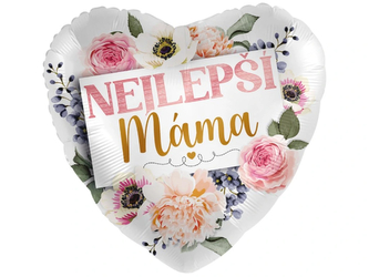 Fóliový balonek Nejlepší máma – květinový 43 cm