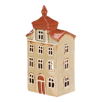 Domeček keramický - městský, na čajovou svíčku, zelený