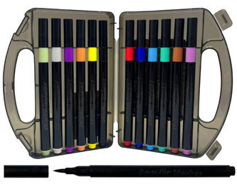 Akrylové popisovače štětcové 12 barev