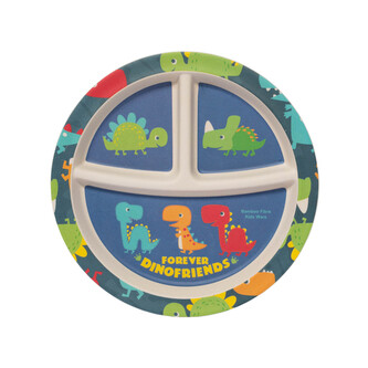 Bambusový dělený talířek s přísavkou, Dino