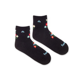 Tříčtvrteční ponožky Květinová louka Černé M (39-42)