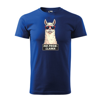 Tričko s potiskem No prob-llama: modré L