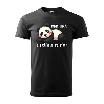 Tričko s potiskem Jsem líná a ležím si za tím: černé 2XL