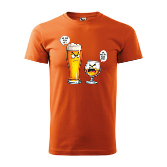 Tričko s potiskem Mě má rád víc - pivo vs. bourbon: oranžové L