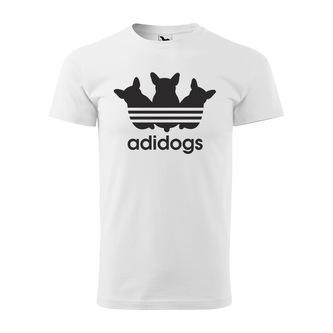 Tričko s potiskem Adidogs: bílé 5XL