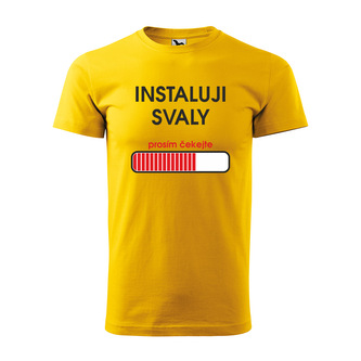 Tričko s potiskem Instaluji svaly: žluté XL