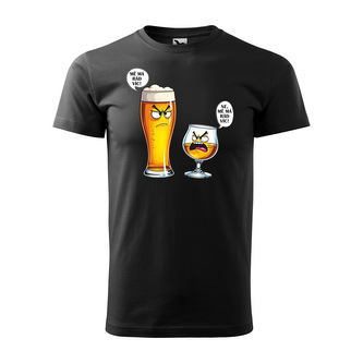 Tričko s potiskem Mě má rád víc - pivo vs. bourbon: černé L