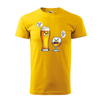 Tričko s potiskem Mě má rád víc - pivo vs. bourbon: žluté 2XL