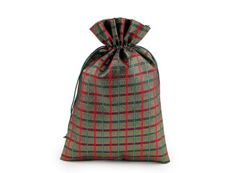 Vánoční dárkový pytlík káro s lurexem 20x30 cm - 10 ks - 2 zlatá Vánoční dárkový pytlík káro s lurexem 20x30 cm - 10 ks - 2 zlatá