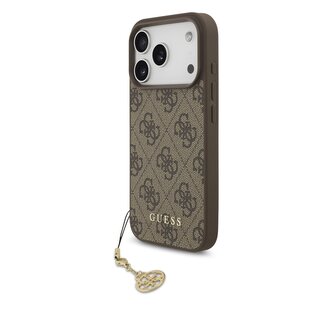 Guess 4G Charm Zadní Kryt pro iPhone 17 Pro Tone on Tone Brown