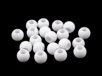 Plastové korálky matné s velkým průvlekem 11x14 mm - 200 ks - 1 (01) bílá
