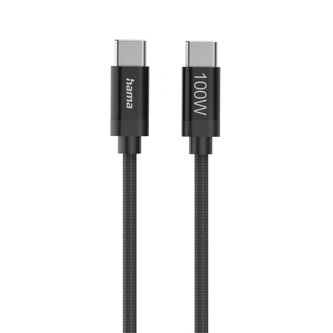 Hama USB-C 2.0 kabel Fabric, 1,5 m, 100 W, opletený