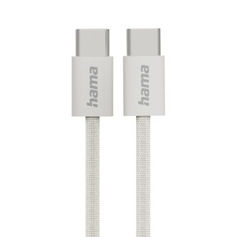 Hama USB-C 2.0 kabel Fabric, 1m, opletený, béžový