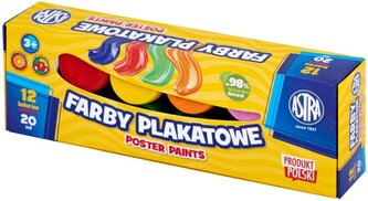 Farby plakatowe Astra 12 kolorów x 20 ml