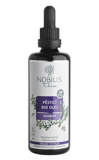 Pěsticí BIO olej jojobový 100 ml fialové sklo Pěsticí BIO olej jojobový 100 ml fialové sklo