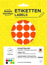 Avery Zweckform 59998 Samolepící kolečka Ø 18 mm, 768 ks, 8 barev