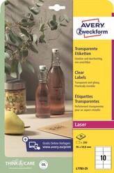 Avery Zweckform L7783-25 Čiré etikety 96 × 50,8 mm, 250 ks, 25 archů A4, lesklá PET fólie