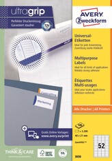 Avery Zweckform 3650 Samolepicí etikety 48 × 21 mm, 5 200 ks, 100 archů A4, bílé