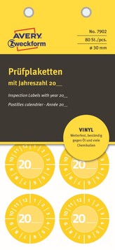Avery Zweckform 7902 Samolepící revizní štítky Ø 30 mm, 80 ks, žluté