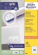 Avery Zweckform 3664 Samolepicí etikety 70 × 33,8 mm, 2 400 ks, 100 archů A4, bílé