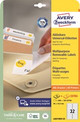 Avery Zweckform L6031REV-25 Snímatelné etikety 96 × 16,9 mm, 960 ks, 30 archů A4, bílé