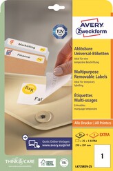Avery Zweckform L4735REV-25 Snímatelné etikety 210 × 297 mm, 30 ks, 30 archů A4, bílé
