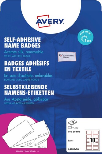 Avery Zweckform L4786-20 Samolepící jmenovky 80x50 mm, 20 archů, bílé, červený rámeček