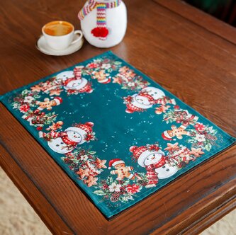 Vánoční dekorační ozdobný ubrousek XMAS PARTY zelená 32x45 cm Mybesthome