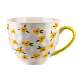FLORELLA Kubek 400ml 11x15x9cm żółte kwiatki
