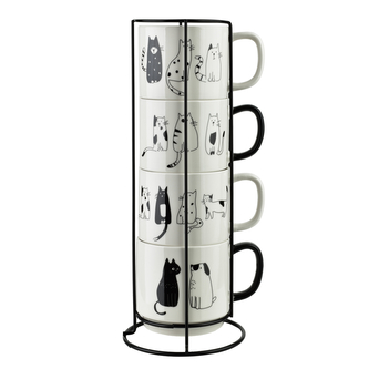 COTTELLO Komplet 4 kubków na stojaku370ml