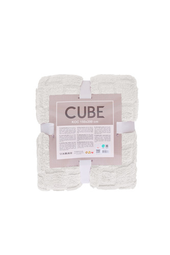 KOC CUBE 150X200 ŻAKARD SHERPA KREMOWY