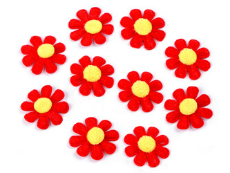 Květ z filcu Ø2,7 cm - 20 ks - 6 červená jahoda