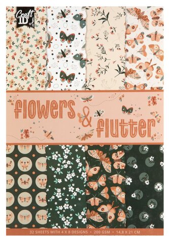 Designový papír A5, 32 listů, 200 g/m² - Flowers and flutter