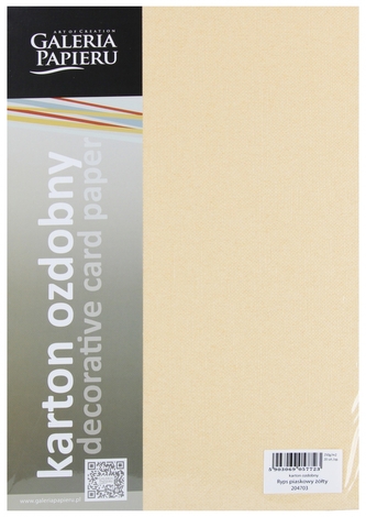 Karton ozdobny A4 żółty 250g Ryps op20szt GALERIA PAPIERU 204703 ARG Karton ozdobny A4 żółty 250g Ryps op20szt GALERIA PAPIERU 204703 ARG