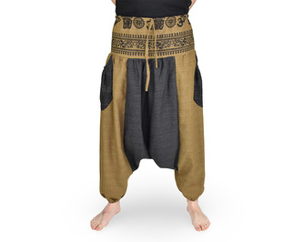 Harémové kalhoty aladin PATHA DUO, šedo - hořčicová