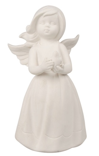 Anděl s holubicí porcelánový 9 x 17,5 x 9,5 cm