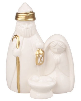 Svatá rodina porcelánová se zlatým dekorem 9 x 12 x 6 cm