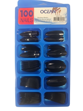 Leventi Sada černých nehtů   - špičaté  různé velikosti v jednom balení