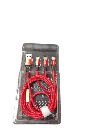 Leventi Multifunkční kabel 3v1 AB-SJ11- červený