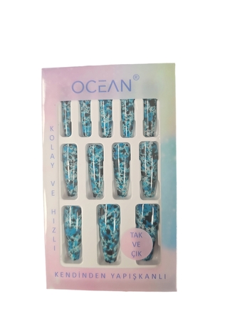 Leventi Umělé nalepovací nehty s dekorem a s lepící ploškou-s2- 12 ks