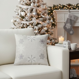 Návlek na polštář, Kouzelné vločky, šedý, 40 x 40 cm
