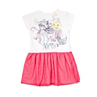 Dětské šaty Nicol, Mořská víla - červeno/bílé, vel. 110; 110 (4-5r); bílá, červená; Bavlna, polyester