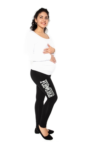 Be MaaMaa Těhotenské legíny FOR EVER LOVE - L; černá Be MaaMaa Těhotenské legíny FOR EVER LOVE - L; černá