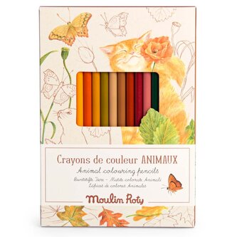MOULIN ROTY Pastelky Zvířecí barvy s omalovánkami MOULIN ROTY Pastelky Zvířecí barvy s omalovánkami