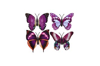 Motýl tropický s magnetem 4 druhy plast fialový v sáčku 9x10cm